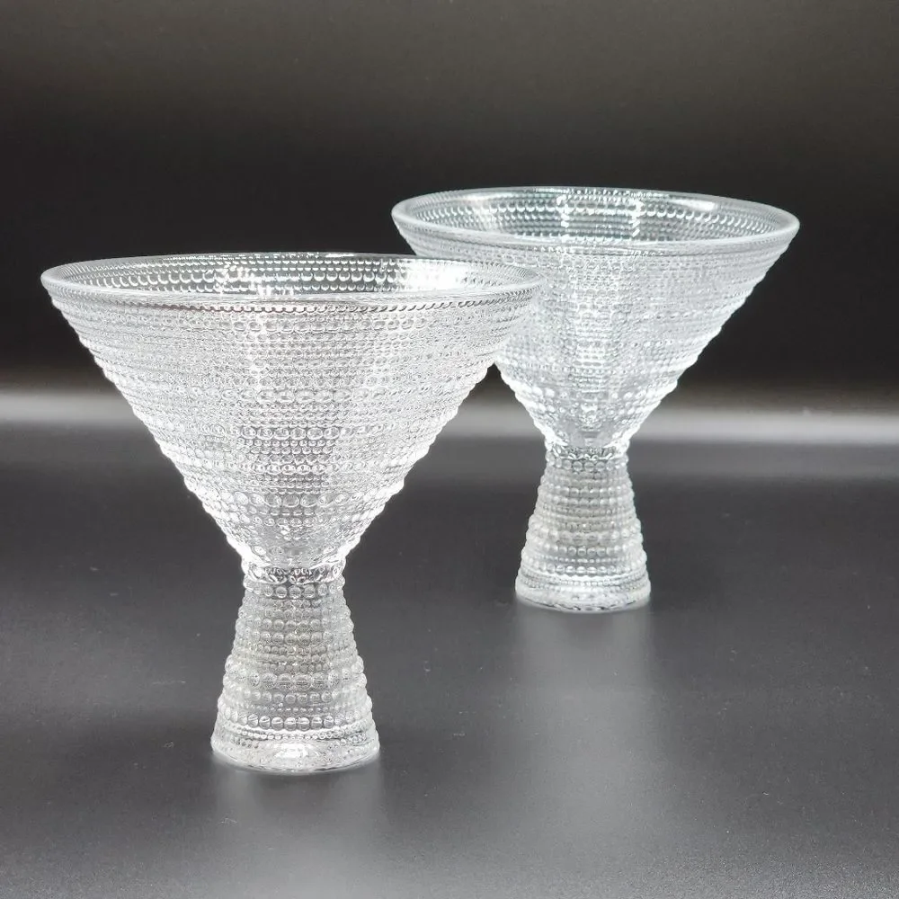 Fortessa Jupiter Beaded Martini Glass Set‎ of Two Embossed texture 11.5oz